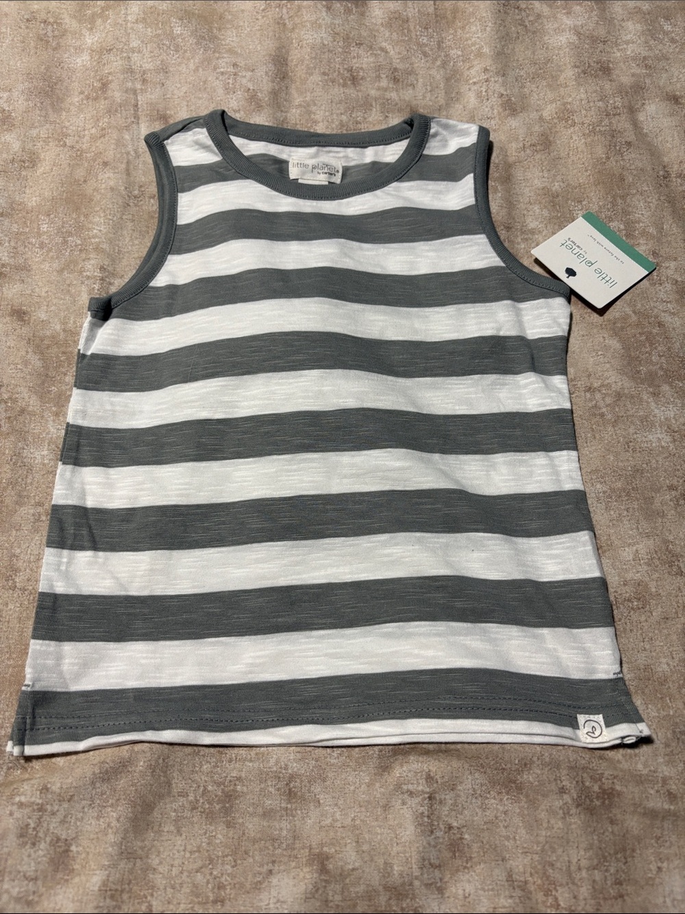 little planet Gray & White Striped Tank Top for Kids